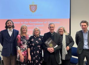 From left to right: Roland Daw (St Mary’s), Jenny Williamson (ChurchMarketplace), Emma Gardner (Salford Diocese), Bishop John Arnold (Salford Diocese), Pauline Morgan (Salford Diocese), Edward de Quay (LSRI). 
